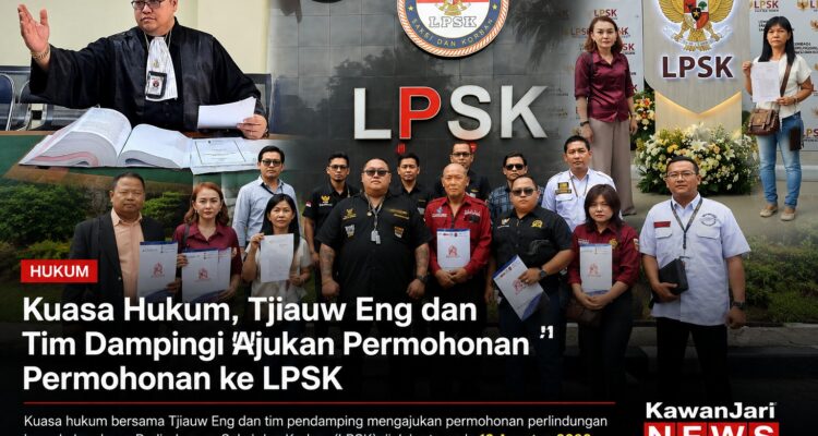 Doc. Kuasa hukum bersama Tjiauw Eng dan tim pendamping saat mengajukan permohonan perlindungan kepada Lembaga Perlindungan Saksi dan Korban (LPSK) di Jakarta, 12 Agustus 2026. Permohonan tersebut diajukan sebelum proses perdamaian antara Fam Fuk Tjhong alias Uun dengan empat pihak terkait pada 23 Agustus 2026.