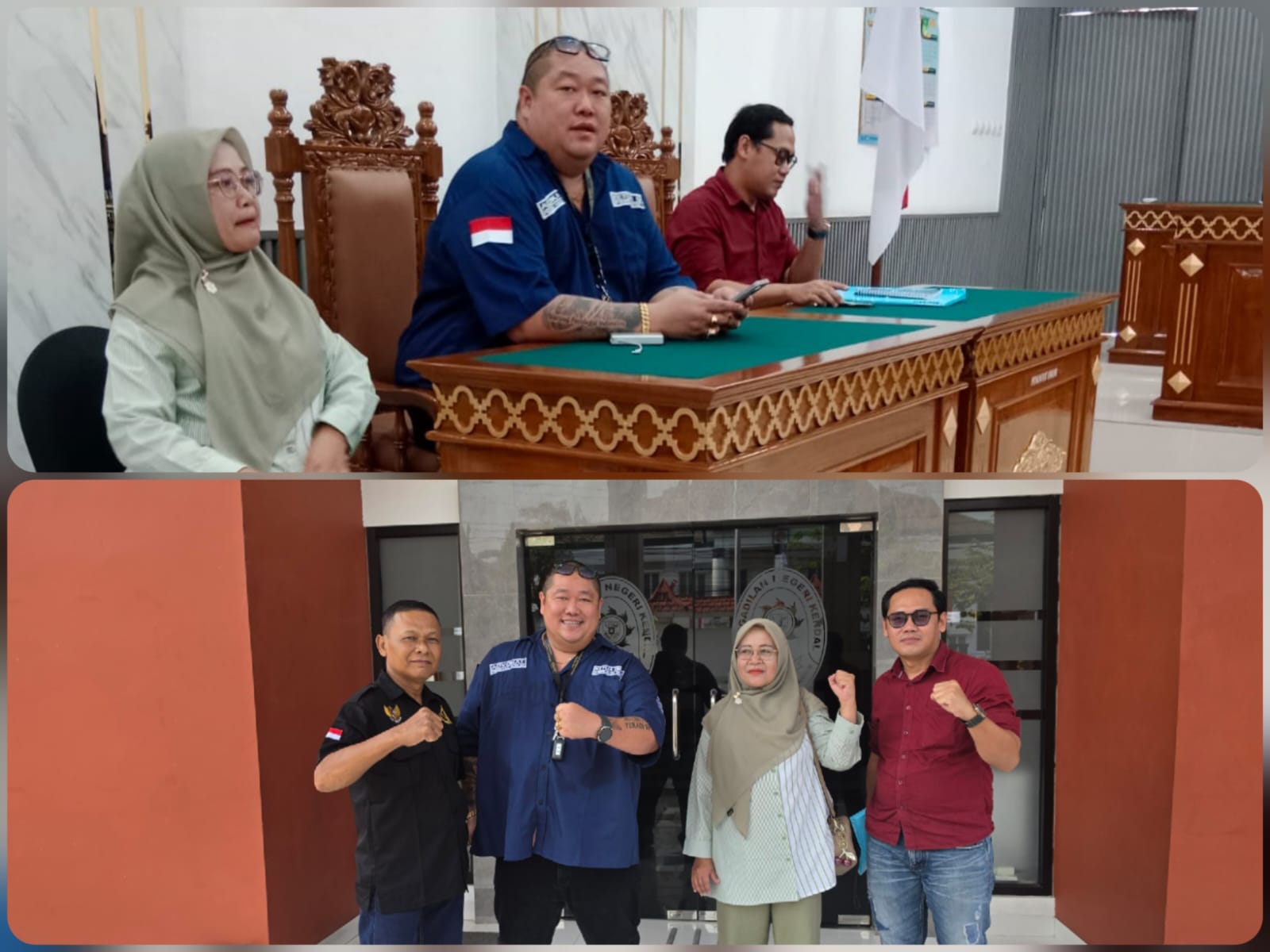 Doc. Kompilasi foto para pihak dan tim hukum saat mengikuti agenda persidangan perkara perdata Nomor 93/Pdt.G/2026/PN Kdl di Pengadilan Negeri Kendal, Kamis (3/9/2026). Persidangan tersebut dihadiri pihak Tergugat serta tim pendamping hukum Penggugat dari Subur Jaya Lawfirm–FERADI WPI.