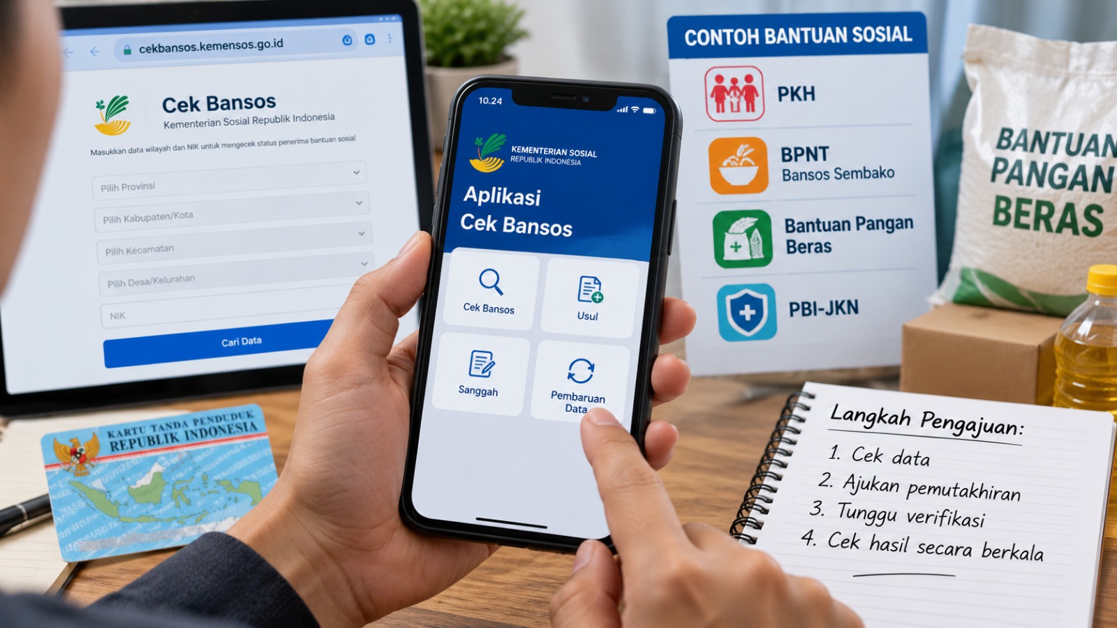 Doc. ilustrasi. Masyarakat menggunakan telepon seluler untuk mengecek dan mengajukan pemutakhiran data sosial ekonomi melalui kanal resmi Cek Bansos. Pemutakhiran data dilakukan apabila informasi desil tidak sesuai dengan kondisi sebenarnya dan tetap melalui proses verifikasi serta validasi sebelum dilakukan pemeringkatan ulang.