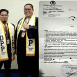 Doc. Adv. Donny Andretti bersama pendamping hukum pelapor dan surat pemberitahuan perkembangan hasil penyelidikan dari Polresta Denpasar tertanggal 31 Agustus 2026. Surat tersebut memuat pemberitahuan bahwa setelah dilakukan gelar perkara, penyidik menyimpulkan terdapat dugaan peristiwa pidana sehingga penanganan perkara ditingkatkan ke tahap penyidikan. Identitas dan bagian tertentu dalam dokumen disamarkan untuk menjaga informasi pribadi pihak terkait.