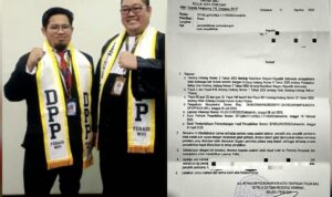 Doc. Adv. Donny Andretti bersama pendamping hukum pelapor dan surat pemberitahuan perkembangan hasil penyelidikan dari Polresta Denpasar tertanggal 31 Agustus 2026. Surat tersebut memuat pemberitahuan bahwa setelah dilakukan gelar perkara, penyidik menyimpulkan terdapat dugaan peristiwa pidana sehingga penanganan perkara ditingkatkan ke tahap penyidikan. Identitas dan bagian tertentu dalam dokumen disamarkan untuk menjaga informasi pribadi pihak terkait.