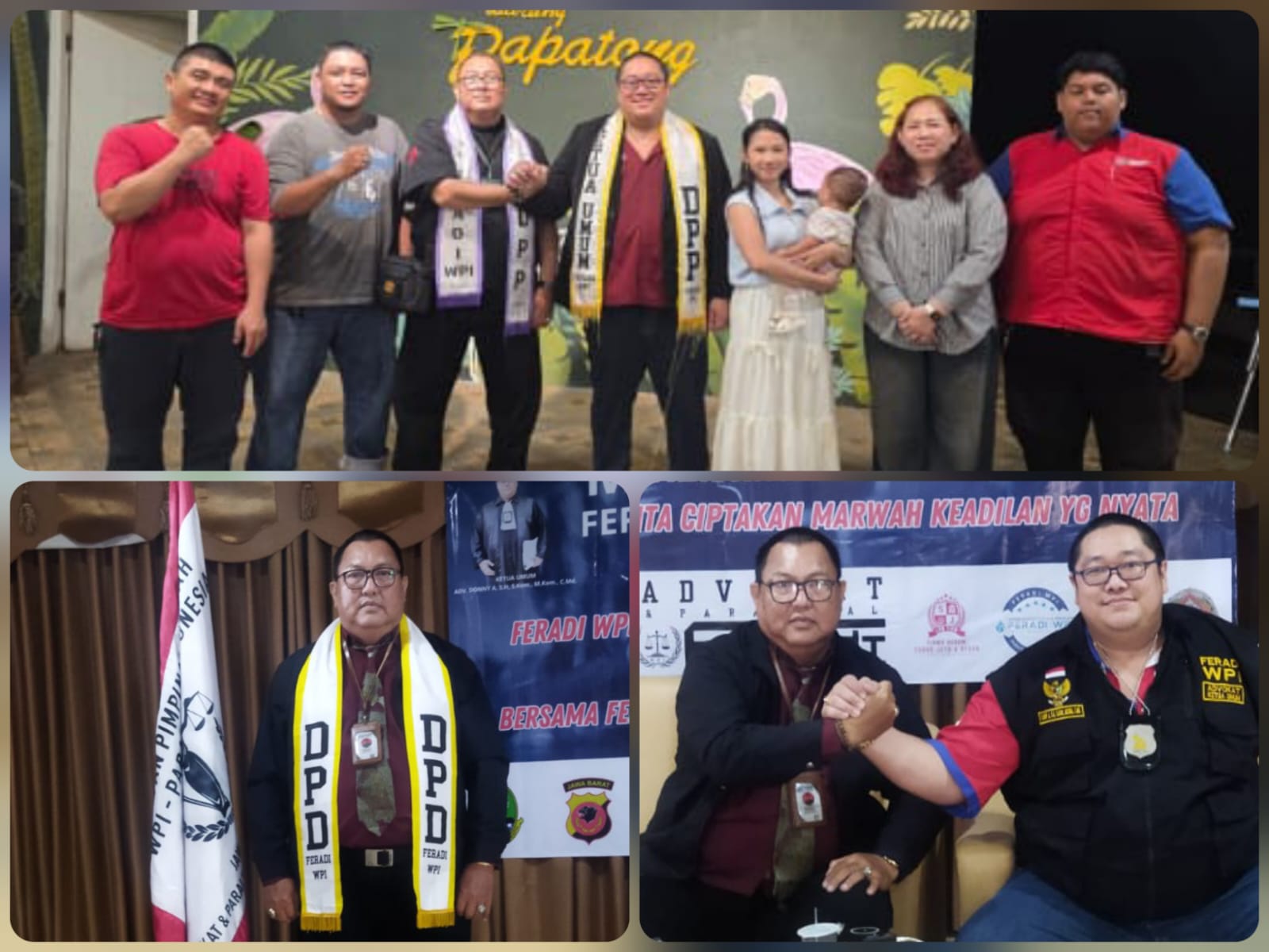 Doc. Dokumentasi aktivitas Benni Rusli bersama jajaran FERADI WPI dalam berbagai kegiatan organisasi dan penguatan pendampingan hukum. Dalam dokumentasi tersebut, Benni tampak mengenakan atribut FERADI WPI saat mengikuti kegiatan organisasi serta berinteraksi bersama jajaran pengurus sebagai bagian dari perjalanan dan kiprahnya di lingkungan FERADI WPI.