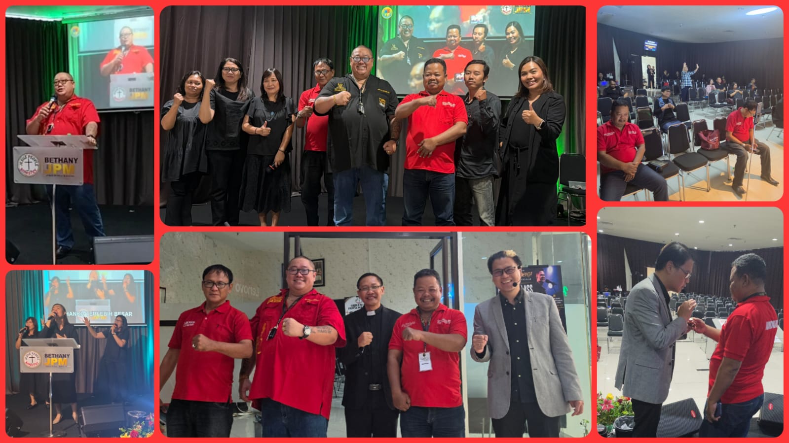 Doc. Kompilasi dokumentasi saat jajaran FERADI WPI dan Firma Hukum Subur Jaya & Rekan menghadiri ibadah di Gereja JPM (Jesus People Ministry) Bethany Nusantara, Cyber Mall Lantai 2, Jalan Raya Langsep No. 2, Kota Malang, Jawa Timur, Minggu (13/9/2026). Tampak Ketua Umum FERADI WPI sekaligus Pimpinan Firma Hukum Subur Jaya & Rekan, Adv. Donny Andretti, S.H., S.Kom., M.Kom., bersama Adv. Eko Ponco, S.H., dan M. Arifin, S.H., S.Sos., M.M., serta jajaran jemaat dan pengurus gereja dalam rangkaian kegiatan ibadah, penyampaian firman Tuhan, dan kesaksian.