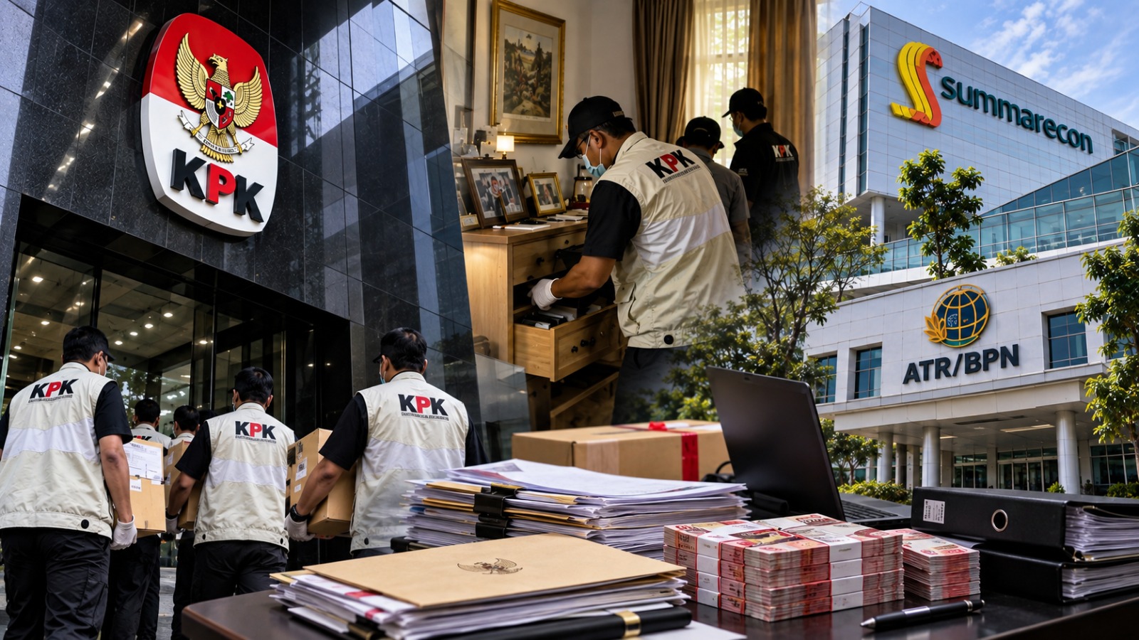 Doc. ILUSTRASI — Tim penyidik Komisi Pemberantasan Korupsi (KPK) melakukan rangkaian penggeledahan terkait penyidikan dugaan suap dalam pengurusan Hak Guna Bangunan (HGB) yang berkaitan dengan PT Summarecon Agung Tbk dan lingkungan Kementerian Agraria dan Tata Ruang/Badan Pertanahan Nasional (ATR/BPN). Ilustrasi menggambarkan proses pengumpulan dokumen dan barang bukti dalam rangkaian penyidikan perkara tersebut. Foto: Ilustrasi/KawanJariNews.com.