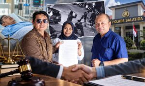 Doc. Foto ilustrasi yang menggambarkan komitmen keluarga Fujiyanto melalui kuasa hukumnya untuk menempuh penyelesaian secara Restorative Justice (RJ) terkait perkara perkelahian di area parkir Swalayan Benang Raja, Salatiga. Ilustrasi menampilkan pihak keluarga bersama kuasa hukum, dokumen pernyataan, serta elemen simbolis berupa proses hukum, rekaman CCTV, perawatan medis, dan institusi kepolisian sebagai representasi rangkaian perkara. Foto ini merupakan ilustrasi untuk kepentingan pemberitaan dan bukan dokumentasi langsung keseluruhan rangkaian peristiwa.