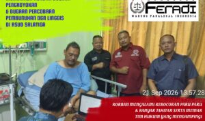 Doc. Proses pemeriksaan atau Berita Acara Pemeriksaan (BAP) terhadap M. Sholeh Abdullah R. oleh penyidik Polres Salatiga yang dilakukan di ruang perawatan RSUD Salatiga, Senin (21/9/2026). Pemeriksaan berlangsung saat korban masih menjalani perawatan medis dan didampingi tim hukum dari Firma Hukum Subur Jaya dan Rekan–FERADI WPI.