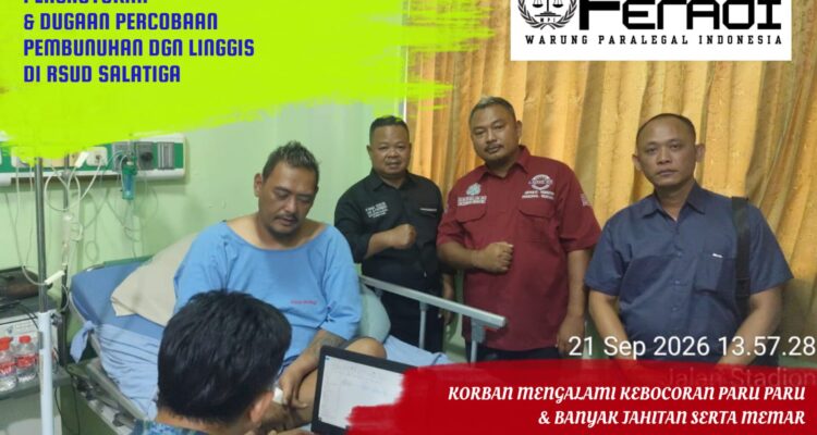 Doc. Proses pemeriksaan atau Berita Acara Pemeriksaan (BAP) terhadap M. Sholeh Abdullah R. oleh penyidik Polres Salatiga yang dilakukan di ruang perawatan RSUD Salatiga, Senin (21/9/2026). Pemeriksaan berlangsung saat korban masih menjalani perawatan medis dan didampingi tim hukum dari Firma Hukum Subur Jaya dan Rekan–FERADI WPI.