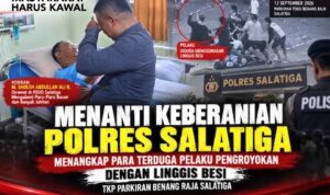 Doc. Kompilasi foto yang memperlihatkan kuasa hukum dan tim advokasi saat membesuk M. Sholeh Abdullah Ali R. yang masih menjalani perawatan di RSUD Salatiga, serta tangkapan layar rekaman CCTV yang disebut memperlihatkan peristiwa dugaan pengeroyokan di area parkir Toko Benang Raja, Salatiga, pada 12 September 2026. Rekaman CCTV ditampilkan sebagai bagian dari informasi pemberitaan dan bukan merupakan kesimpulan hukum mengenai pihak yang bertanggung jawab atas peristiwa tersebut.