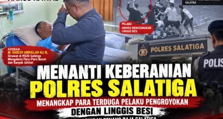 Doc. Kompilasi foto yang memperlihatkan kuasa hukum dan tim advokasi saat membesuk M. Sholeh Abdullah Ali R. yang masih menjalani perawatan di RSUD Salatiga, serta tangkapan layar rekaman CCTV yang disebut memperlihatkan peristiwa dugaan pengeroyokan di area parkir Toko Benang Raja, Salatiga, pada 12 September 2026. Rekaman CCTV ditampilkan sebagai bagian dari informasi pemberitaan dan bukan merupakan kesimpulan hukum mengenai pihak yang bertanggung jawab atas peristiwa tersebut.
