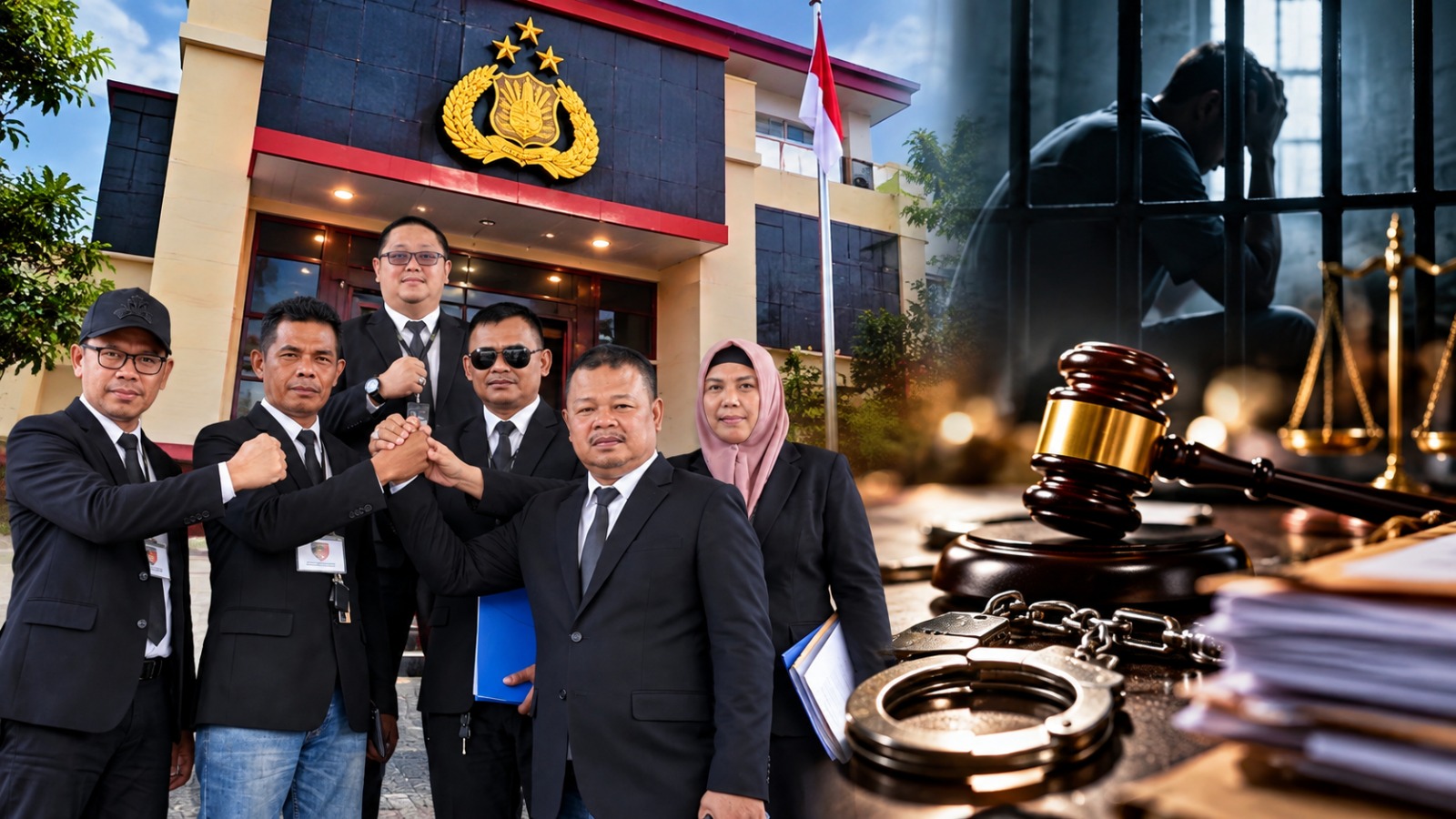 Doc. Tim hukum Firma Hukum Subur Jaya dan Rekan–FERADI WPI berfoto bersama di depan Satreskrim Polres Cirebon Kota, Sabtu (26/9/2026), usai menindaklanjuti pengajuan permohonan penangguhan penahanan terhadap klien. Tim hukum menyatakan apabila permohonan tersebut nantinya tidak dikabulkan, mereka berencana menempuh upaya praperadilan.