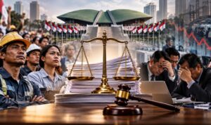 Doc. Ilustrasi suasana pembahasan Undang-Undang Pelindungan Ketenagakerjaan di Indonesia, yang menggambarkan keseimbangan antara perlindungan hak pekerja, kepastian hukum, dan keberlangsungan dunia usaha setelah pengesahan regulasi oleh DPR RI pada 6 Oktober 2026. (Foto hanya sebagai ilustrasi).