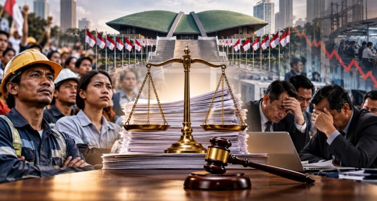 Doc. Ilustrasi suasana pembahasan Undang-Undang Pelindungan Ketenagakerjaan di Indonesia, yang menggambarkan keseimbangan antara perlindungan hak pekerja, kepastian hukum, dan keberlangsungan dunia usaha setelah pengesahan regulasi oleh DPR RI pada 6 Oktober 2026. (Foto hanya sebagai ilustrasi).