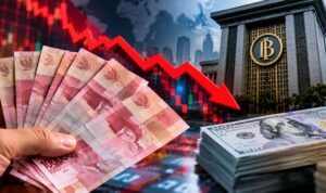 Rupiah Tembus Rp18.000 per Dolar AS, BI Perkuat Intervensi Pasar Doc. Ilustrasi pelemahan nilai tukar rupiah terhadap dolar Amerika Serikat (AS) yang menembus level Rp18.000 per dolar AS pada perdagangan 16 Oktober 2026. Visualisasi ini menggambarkan tekanan terhadap rupiah di tengah dinamika pasar keuangan global serta upaya Bank Indonesia menjaga stabilitas nilai tukar melalui intervensi pasar. Foto merupakan ilustrasi, bukan dokumentasi langsung aktivitas perdagangan valuta asing.
