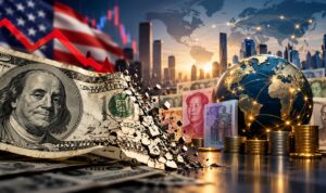 Doc. Ilustrasi potensi melemahnya dominasi dolar Amerika Serikat dalam sistem keuangan global di tengah meningkatnya peran mata uang lain dan perubahan keseimbangan ekonomi dunia. (KawanJariNews.com)
