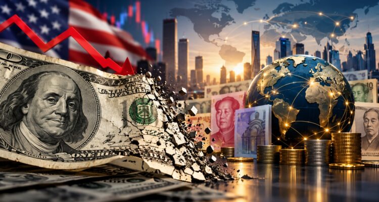 Doc. Ilustrasi potensi melemahnya dominasi dolar Amerika Serikat dalam sistem keuangan global di tengah meningkatnya peran mata uang lain dan perubahan keseimbangan ekonomi dunia. (KawanJariNews.com)