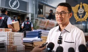 KPK Geledah Kantor PT Djarum dan Bea Cukai Kudus, Dalami Dugaan Penyimpangan Pita Cukai Doc. Juru Bicara KPK, Budi Prasetyo, memberikan keterangan kepada awak media terkait penggeledahan kantor PT Djarum dan Bea Cukai Kudus dalam penyidikan dugaan penyimpangan pengurusan pita cukai. Latar belakang merupakan ilustrasi penggeledahan, bukan dokumentasi langsung di lokasi.