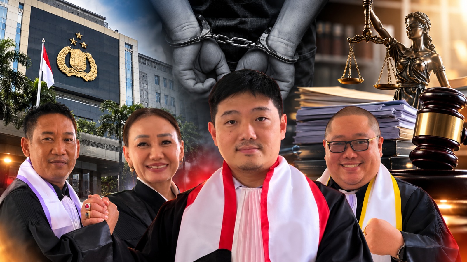 Doc. Kolase foto memperlihatkan Advokat Dedy Ferdiyanto, S.H., bersama Ketua Umum FERADI WPI Adv. Donny Andretti, S.H., S.Kom., M.Kom., Advokat Harriani Bianca Daryana, S.H., dan Advokat David Yuwono, S.H., S.E., M.H., M.M., L.L.M., MBA. Jajaran FERADI WPI menyatakan telah membentuk tim advokasi untuk mengawal proses hukum yang dihadapi Dedy Ferdiyanto terkait laporan dugaan penipuan dan/atau penggelapan di Ditreskrimum Polda Metro Jaya. (Ilustrsai//KawanJariNews.com).